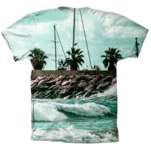 camiseta manga corta. tropical surf black