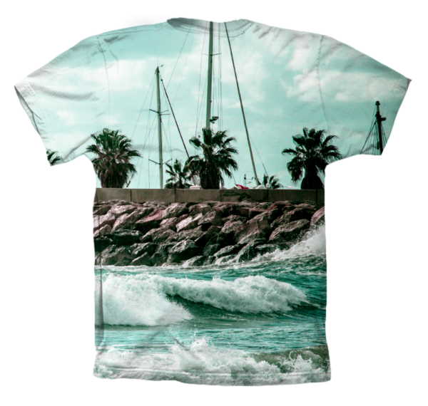 camiseta manga corta. tropical surf black